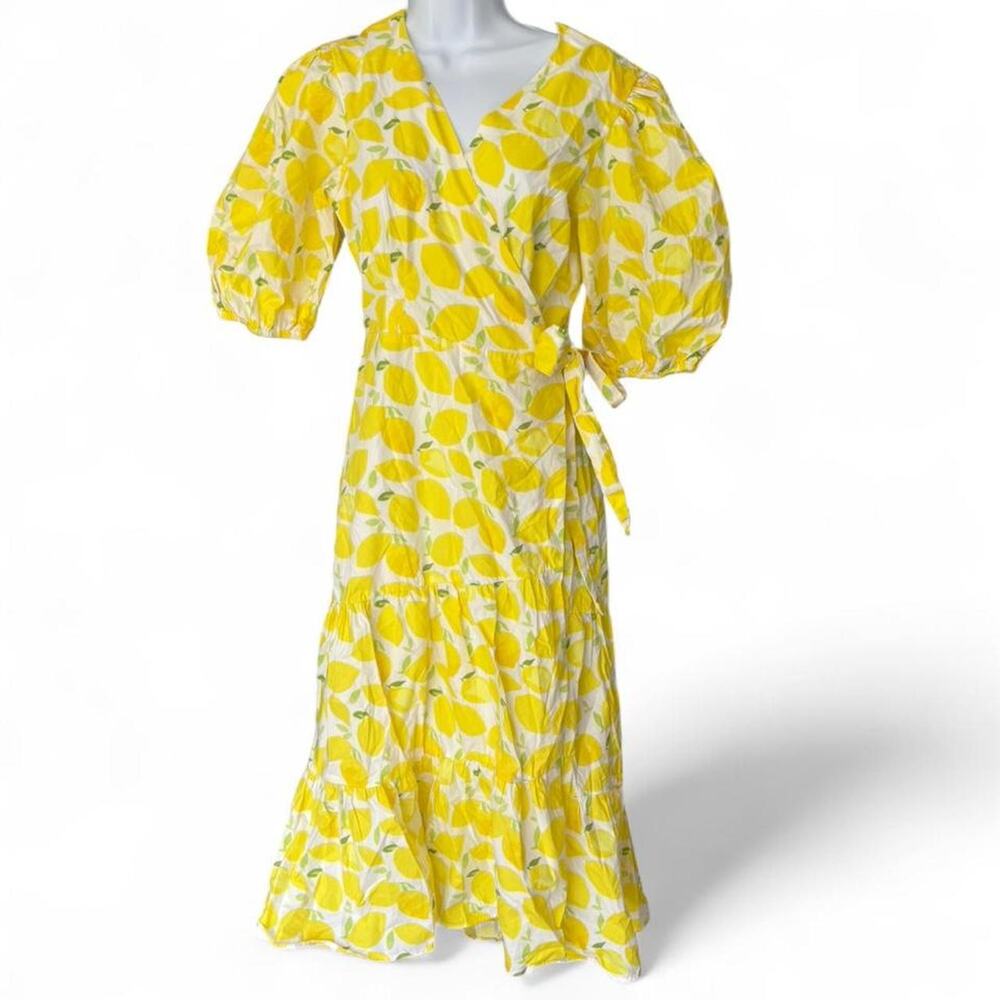 Anthropologie Hutch lemon wrap midi dress SZ PL